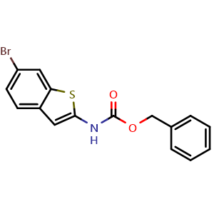 Chemical structure of Benzyl (6-bromobenzo[b]thiophen-2-yl)carbamate , CAS 2570190-27-9, AChemBlock Y222488
