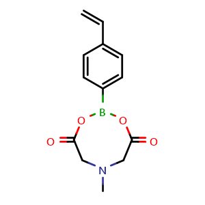 Chemical structure of 6-Methyl-2-(4-vinylphenyl)-1,3,6,2-dioxazaborocane-4,8-dione , CAS 1257648-79-5, AChemBlock Y222494