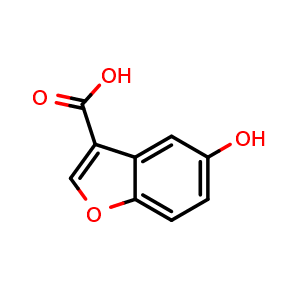 Chemical structure of 5-Hydroxybenzofuran-3-carboxylic acid , CAS 29735-85-1, AChemBlock Y222505