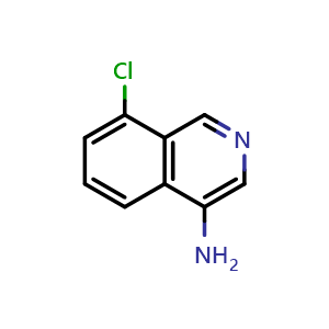 Chemical structure of 8-Chloroisoquinolin-4-amine , CAS 1784285-89-7, AChemBlock Y222506