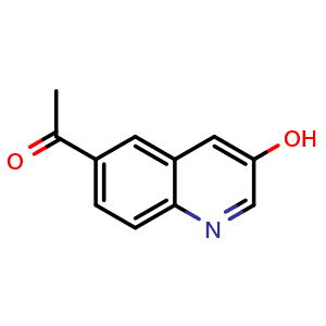 Chemical structure of 1-(3-Hydroxyquinolin-6-yl)ethan-1-one , CAS 1956341-14-2, AChemBlock Y222508
