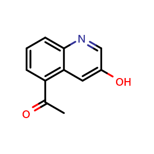 Chemical structure of 1-(3-Hydroxyquinolin-5-yl)ethan-1-one , CAS 2089651-70-5, AChemBlock Y222513