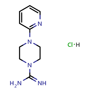 Chemical structure of 4-(Pyridin-2-yl)piperazine-1-carboximidamide hydrochloride , CAS 1376144-13-6, AChemBlock Y222535