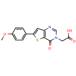 Chemical structure of 2-(6-(4-Methoxyphenyl)-4-oxothieno[3,2-d]pyrimidin-3(4H)-yl)acetic acid , CAS 870692-87-8, AChemBlock Y222543