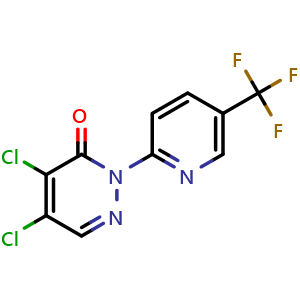 Chemical structure of 4,5-Dichloro-2-(5-(trifluoromethyl)pyridin-2-yl)pyridazin-3(2H)-one , CAS 89570-57-0, AChemBlock Y222545