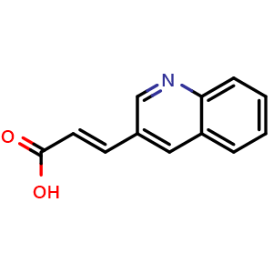 Chemical structure of (E)-3-(Quinolin-3-yl)acrylic acid , CAS 81124-51-8, AChemBlock Y222552