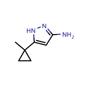 Chemical structure of 5-(1-Methylcyclopropyl)-1H-pyrazol-3-amine , CAS 503568-73-8, AChemBlock Y222559