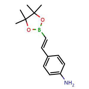 Chemical structure of (E)-4-(2-(4,4,5,5-Tetramethyl-1,3,2-dioxaborolan-2-yl)vinyl)aniline , CAS 2159091-30-0, AChemBlock Y222569