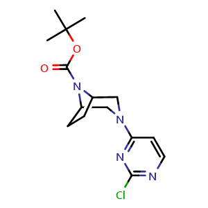 Chemical structure of Tert-butyl 3-(2-chloropyrimidin-4-yl)-3,8-diazabicyclo[3.2.1]Octane-8-carboxylate , CAS 201162-46-1, AChemBlock Y222570