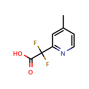Chemical structure of 2,2-Difluoro-2-(4-methylpyridin-2-yl)acetic acid , CAS 1781036-04-1, AChemBlock Y222579