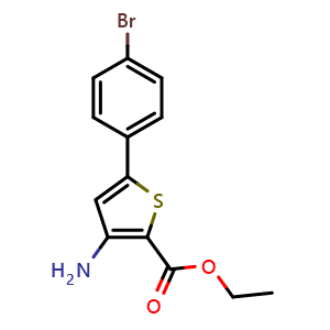Chemical structure of Ethyl 3-amino-5-(4-bromophenyl)thiophene-2-carboxylate , CAS 91076-96-9, AChemBlock Y222583