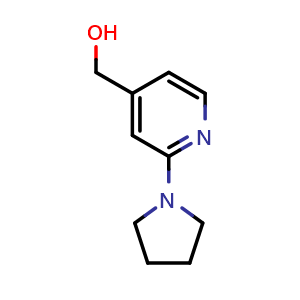 Chemical structure of (2-(Pyrrolidin-1-yl)pyridin-4-yl)methanol , CAS 906352-65-6, AChemBlock Y222591
