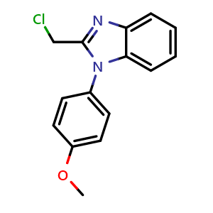 Chemical structure of 2-(Chloromethyl)-1-(4-methoxyphenyl)-1H-benzo[d]imidazole , CAS 869716-13-2, AChemBlock Y222592