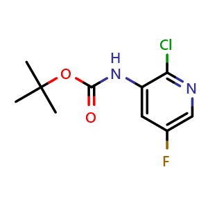 Chemical structure of Tert-butyl (2-chloro-5-fluoropyridin-3-yl)carbamate , CAS 1394899-03-6, AChemBlock Y222596