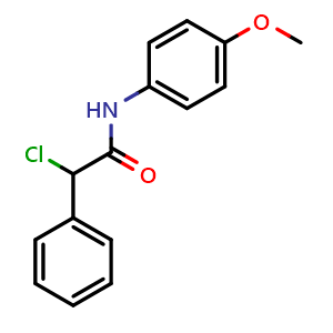 Chemical structure of 2-Chloro-N-(4-methoxyphenyl)-2-phenylacetamide , CAS 10295-48-4, AChemBlock Y222598