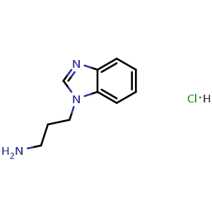 Chemical structure of 3-(1H-benzo[d]imidazol-1-yl)propan-1-amine hydrochloride , CAS 1048649-78-0, AChemBlock Y222599