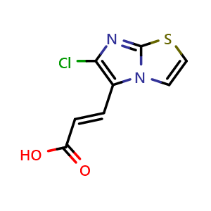 Chemical structure of 3-(6-Chloroimidazo[2,1-b]thiazol-5-yl)acrylic acid , CAS 568567-09-9, AChemBlock Y222611