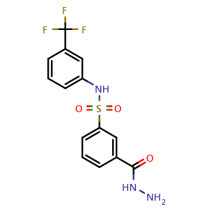 Chemical structure of 3-(Hydrazinecarbonyl)-N-(3-(trifluoromethyl)phenyl)benzenesulfonamide , CAS 379254-61-2, AChemBlock Y222620