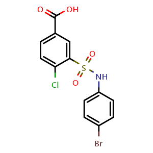 Chemical structure of 3-(N-(4-bromophenyl)sulfamoyl)-4-chlorobenzoic acid , CAS 380193-41-9, AChemBlock Y222624