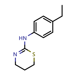 Chemical structure of N-(4-ethylphenyl)-5,6-dihydro-4H-1,3-thiazin-2-amine , CAS 380349-35-9, AChemBlock Y222625