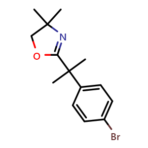 Chemical structure of 2-[1-(4-Bromophenyl)-1-methylethyl]-4,4-dimethyl-4,5-dihydrooxazoline , CAS 192775-97-6, AChemBlock Y222636