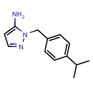 Chemical structure of 1-(4-Isopropylbenzyl)-1H-pyrazol-5-amine , CAS 3524-29-6, AChemBlock Y222638