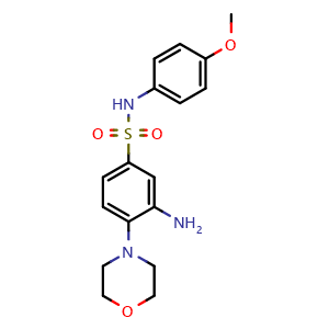 Chemical structure of 3-Amino-N-(4-methoxyphenyl)-4-morpholinobenzenesulfonamide , CAS 328028-55-3, AChemBlock Y222642