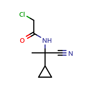 Chemical structure of 2-Chloro-N-(1-cyano-1-cyclopropylethyl)acetamide , CAS 78734-62-0, AChemBlock Y222664