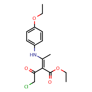 Chemical structure of Ethyl (E)-2-(2-chloroacetyl)-3-((4-ethoxyphenyl)amino)but-2-enoate , CAS 795290-96-9, AChemBlock Y222674