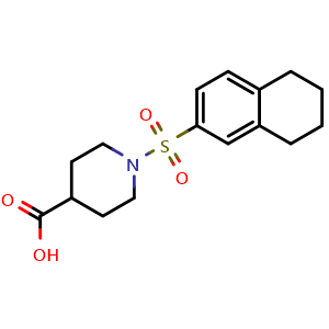 Chemical structure of 1-((5,6,7,8-Tetrahydronaphthalen-2-yl)sulfonyl)piperidine-4-carboxylic acid , CAS 796079-89-5, AChemBlock Y222675
