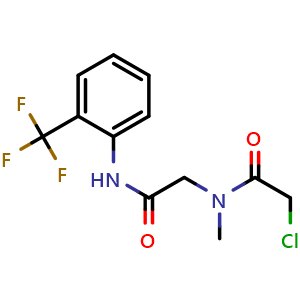 Chemical structure of 2-Chloro-N-methyl-N-(2-oxo-2-((2-(trifluoromethyl)phenyl)amino)ethyl)acetamide , CAS 744227-38-1, AChemBlock Y222693