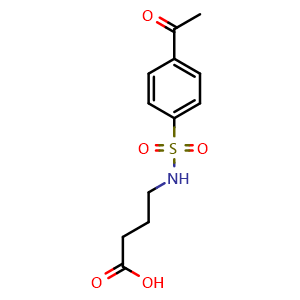 Chemical structure of 4-((4-Acetylphenyl)sulfonamido)butanoic acid , CAS 757192-77-1, AChemBlock Y222699