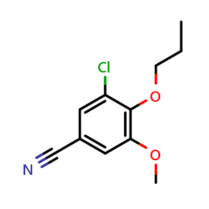 Chemical structure of 3-Chloro-5-methoxy-4-propoxybenzonitrile , CAS 693804-16-9, AChemBlock Y222702