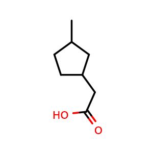 Chemical structure of 2-(3-Methylcyclopentyl)acetic acid , CAS 63370-69-4, AChemBlock Y222704