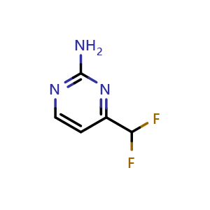 Chemical structure of 4-(Difluoromethyl)pyrimidin-2-amine , CAS 1780891-13-5, AChemBlock Y222711