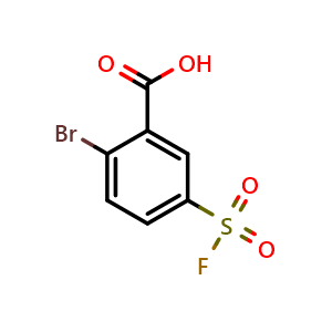 Chemical structure of 2-Bromo-5-(fluorosulfonyl)benzoic acid , CAS 1422570-52-2, AChemBlock Y222712
