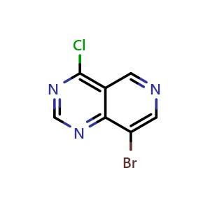 Chemical structure of 8-Bromo-4-chloropyrido[4,3-d]pyrimidine , CAS 1269421-61-5, AChemBlock Y222724