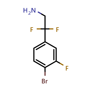 Chemical structure of 2-(4-Bromo-3-fluorophenyl)-2,2-difluoroethanamine , CAS 1823995-20-5, AChemBlock Y222752