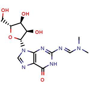 Chemical structure of N-[(Dimethylamino)methylene]guanosine , CAS 17331-16-7, AChemBlock Y222762