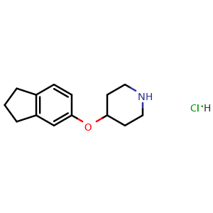 Chemical structure of 4-((2,3-Dihydro-1H-inden-5-yl)oxy)piperidine hydrochloride , CAS 1051919-39-1, AChemBlock Y222793