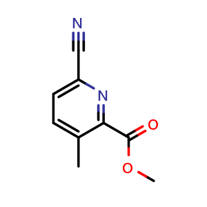 Chemical structure of Methyl 6-cyano-3-methylpicolinate , CAS 1427423-59-3, AChemBlock Y222813