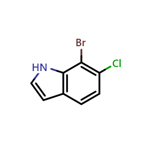 Chemical structure of 7-Bromo-6-chloro-1H-indole , CAS 1427439-04-0, AChemBlock Y222818