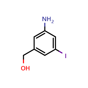 Chemical structure of (3-Amino-5-iodophenyl)methanol , CAS 368435-46-5, AChemBlock Y222831