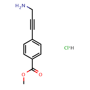 Chemical structure of Methyl 4-(3-aminoprop-1-yn-1-yl)benzoate hydrochloride , CAS 847460-43-9, AChemBlock Y222834