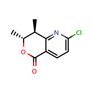 Chemical structure of rel-(7R,8S)-2-Chloro-7,8-dimethyl-7,8-dihydro-5H-pyrano[4,3-b]pyridin-5-one , CAS 2673369-57-6, AChemBlock Y222853