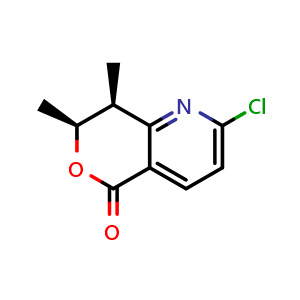 Chemical structure of rel-(7S,8S)-2-Chloro-7,8-dimethyl-7,8-dihydro-5H-pyrano[4,3-b]pyridin-5-one , CAS 2673369-56-5, AChemBlock Y222854