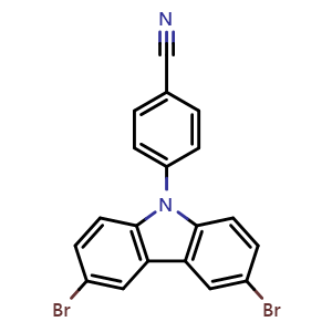 Chemical structure of 4-(3,6-Dibromo-9H-carbazol-9-yl)benzonitrile , CAS 373389-97-0, AChemBlock Y222856
