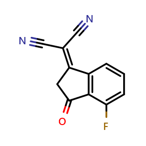 Chemical structure of 2-(4-Fluoro-3-oxo-2,3-dihydro-1H-inden-1-ylidene)malononitrile , CAS 2085792-40-9, AChemBlock Y222861