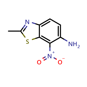 Chemical structure of 2-Methyl-7-nitrobenzo[d]thiazol-6-amine , CAS 60090-57-5, AChemBlock Y222869