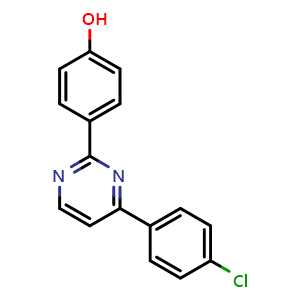 Chemical structure of 4-(4-(4-Chlorophenyl)pyrimidin-2-yl)phenol , CAS 477856-59-0, AChemBlock Y222870